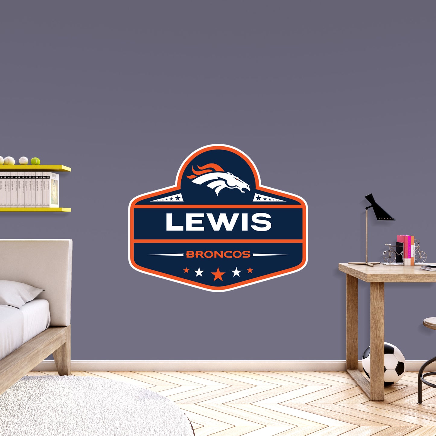 Denver Broncos:   Badge Personalized Name        - Officially Licensed NFL Removable     Adhesive Decal