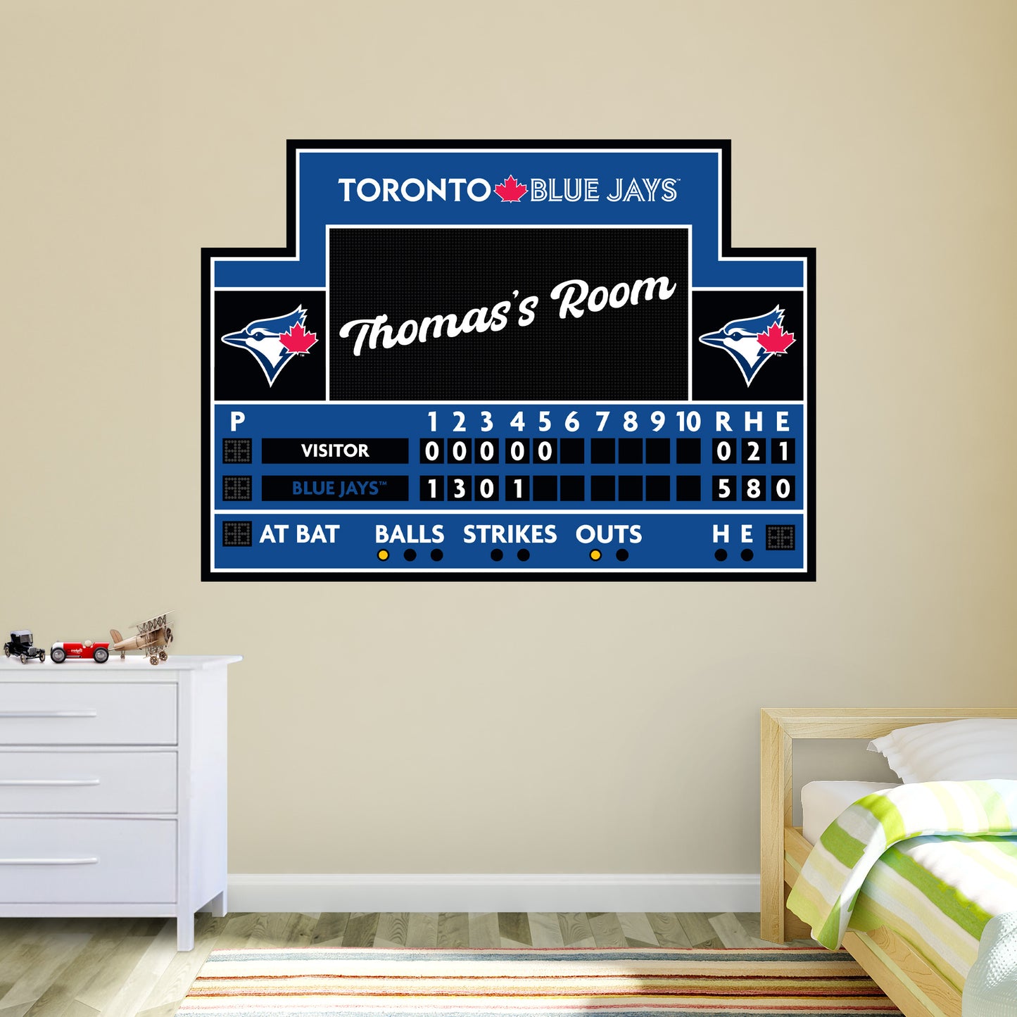 Toronto Blue Jays: Scoreboard Personalized Name        - Officially Licensed MLB Removable     Adhesive Decal