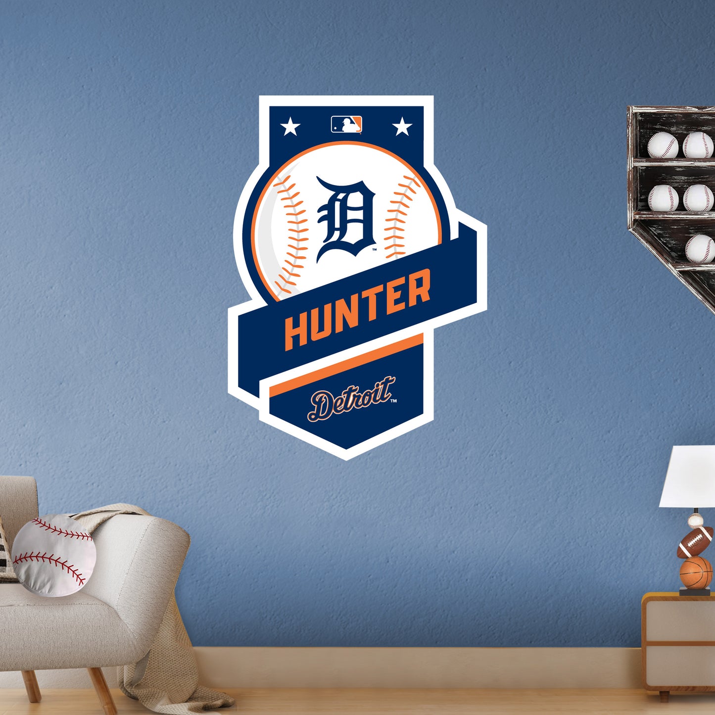 Detroit Tigers:   Banner Personalized Name        - Officially Licensed MLB Removable     Adhesive Decal