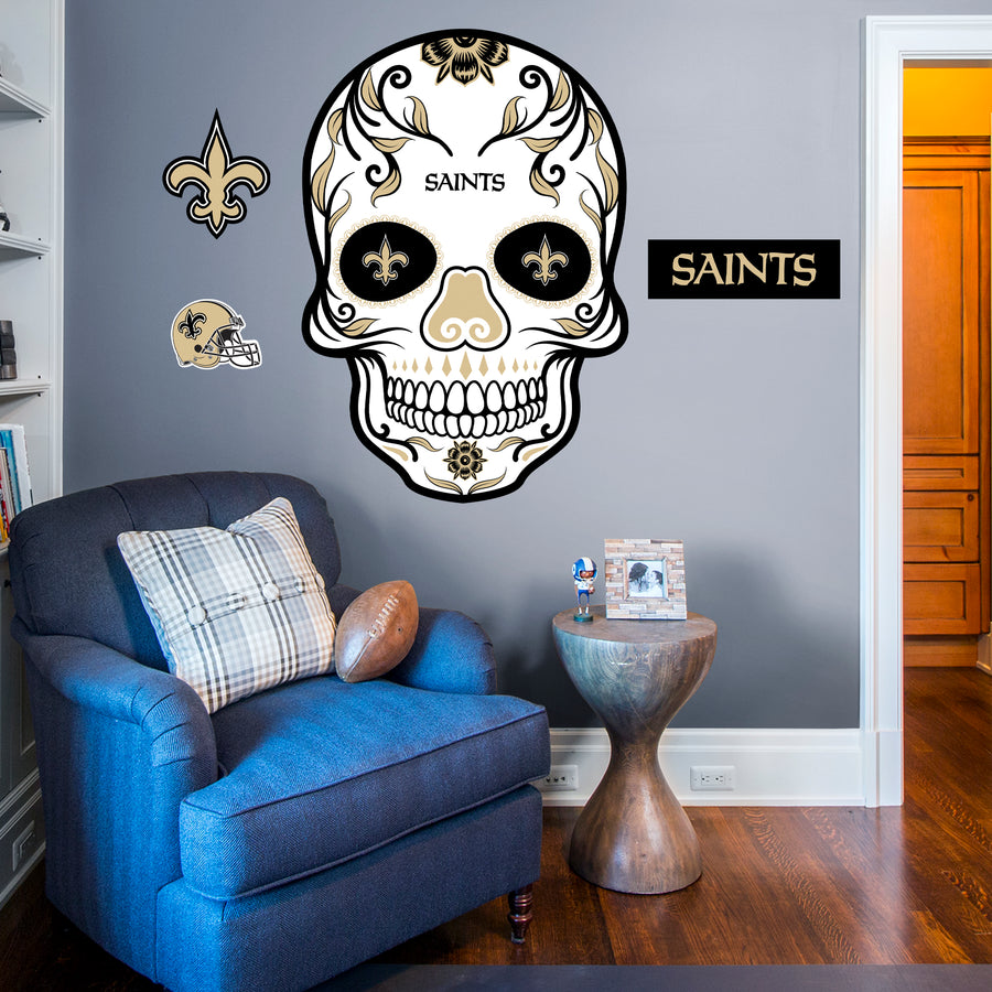 New Orleans Saints - RealBig Skull Collection - Official NFL - Reusable Vinyl Wall Decals