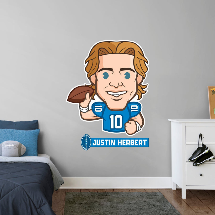 Justin Herbert - RealBig Emoji Collection - Official NFLPA - Los Angeles Chargers - Reusable Vinyl Wall Decals
