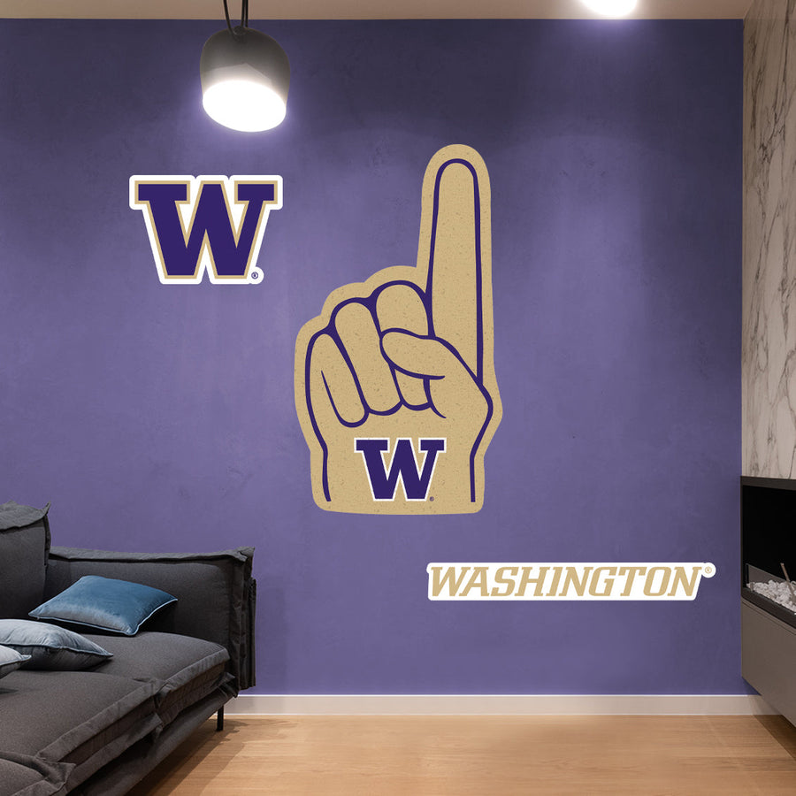 Washington Huskies - RealBig Foam Finger Collection - Official NCAA - Reusable Vinyl Wall Decals