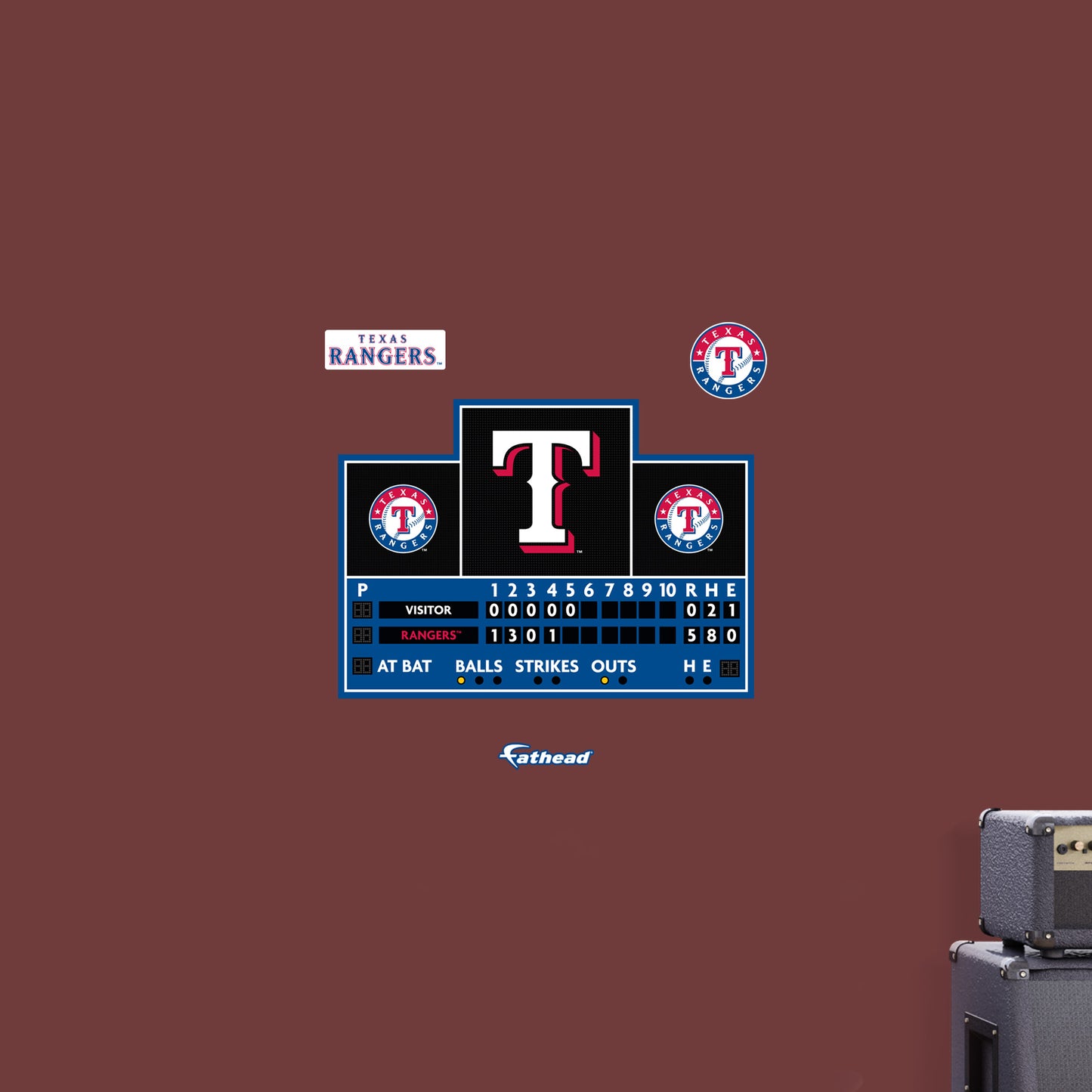 Texas Rangers:  Scoreboard        - Officially Licensed MLB Removable     Adhesive Decal