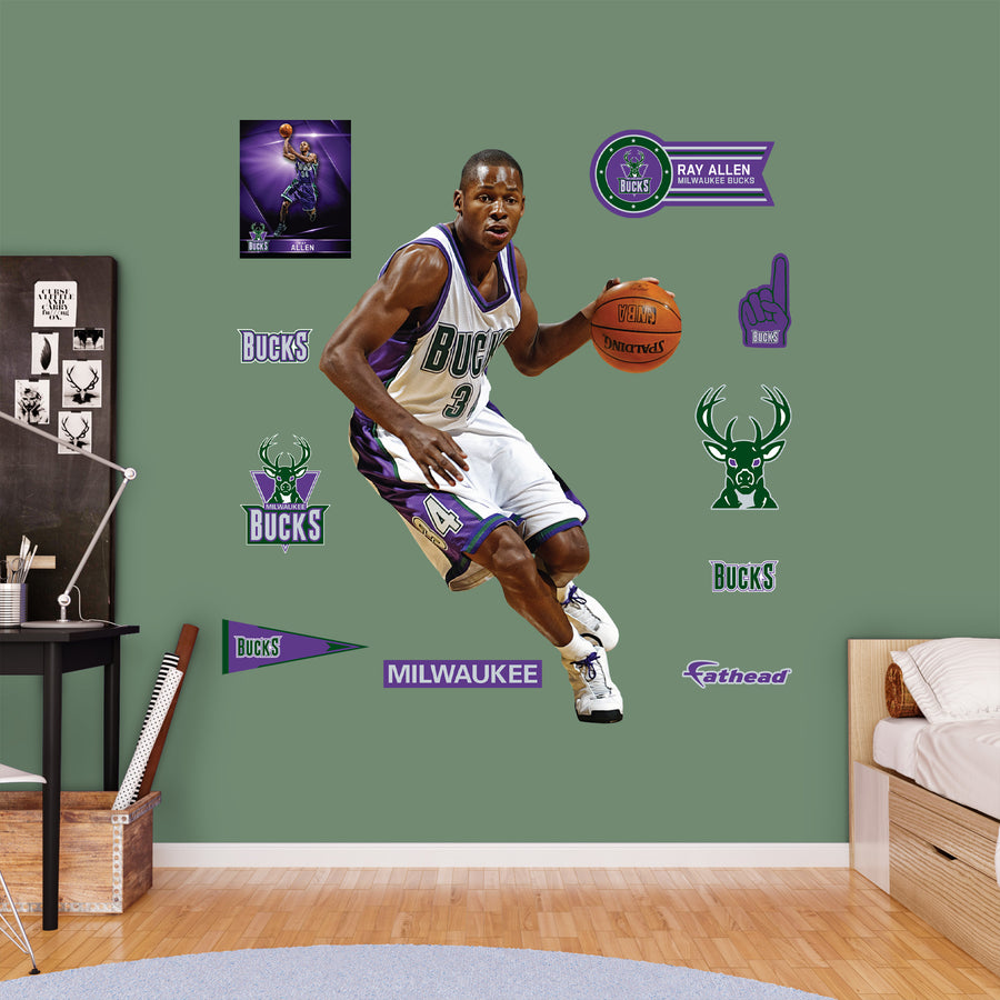 Ray Allen Legend - RealBig Collection - Official NBA - Milwaukee Bucks - Reusable Vinyl Wall Decals