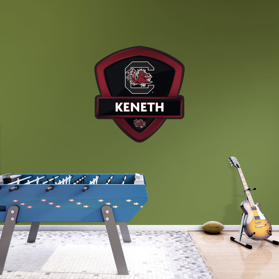 South Carolina Gamecocks - Badge - With Personalized Name - Official NCAA - Vinyl Transfer Decal
