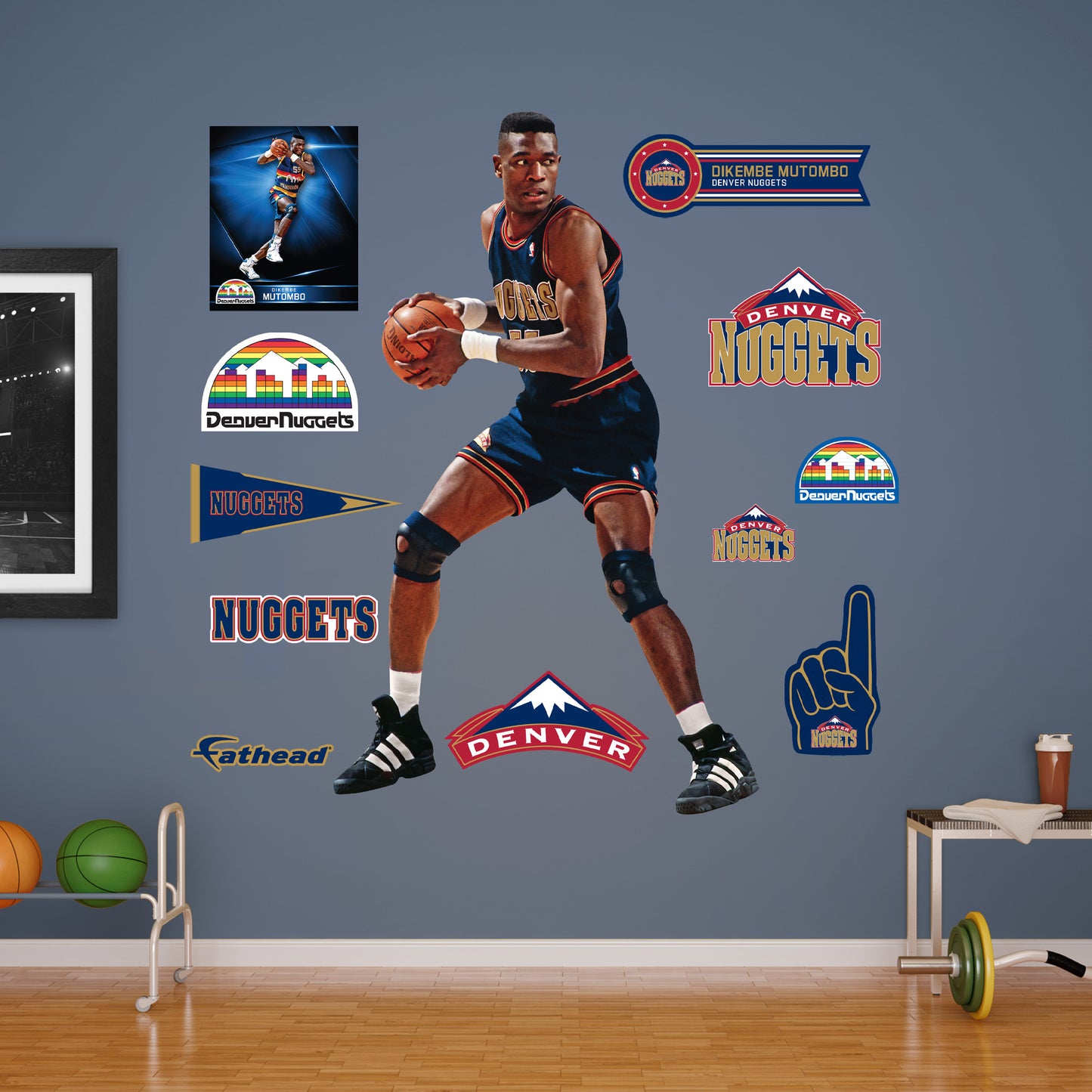 Dikembe Mutombo Legend - RealBig Collection - Official NBA - Denver Nuggets - Reusable Vinyl Wall Decals