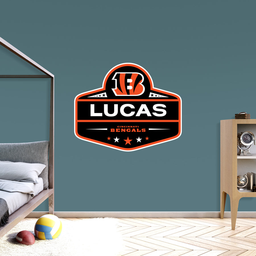 Cincinnati Bengals - Badge - With Personalized Name - Official NFL - Reusable Vinyl Transfer Decal