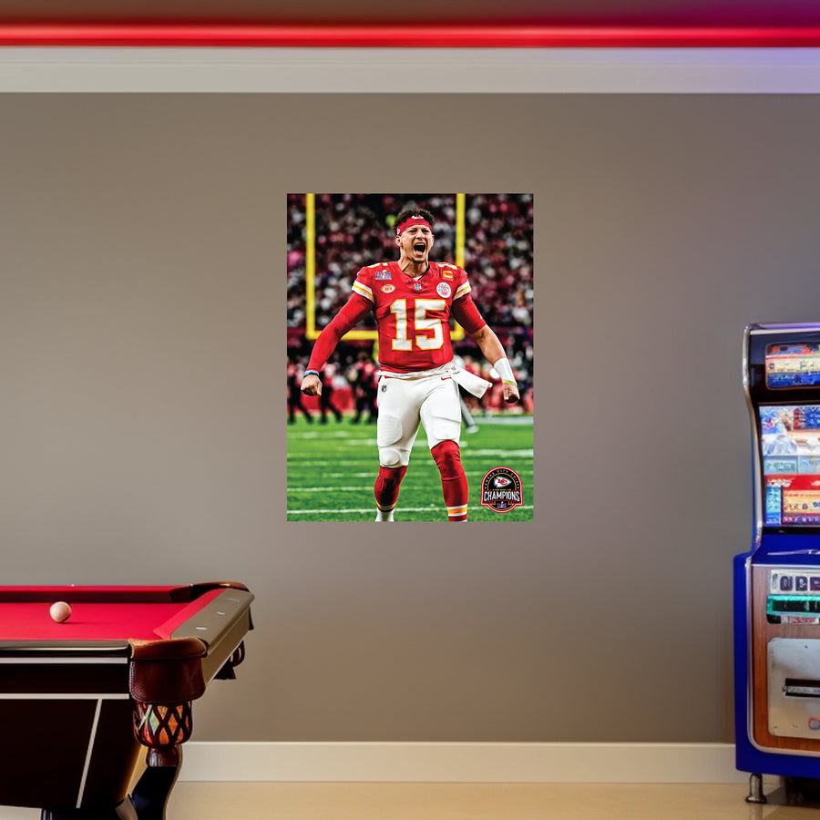 Patrick Mahomes II - Super Bowl LVIII Celebration - Peel & Stick Poster - Official NFL - Kansas City Chiefs - Reusable Vinyl Wall Decal