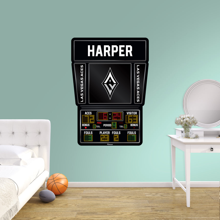 Las Vegas Aces - Scoreboard Graphic - With Personalized Name - Official WNBA - Vinyl Transfer Decal
