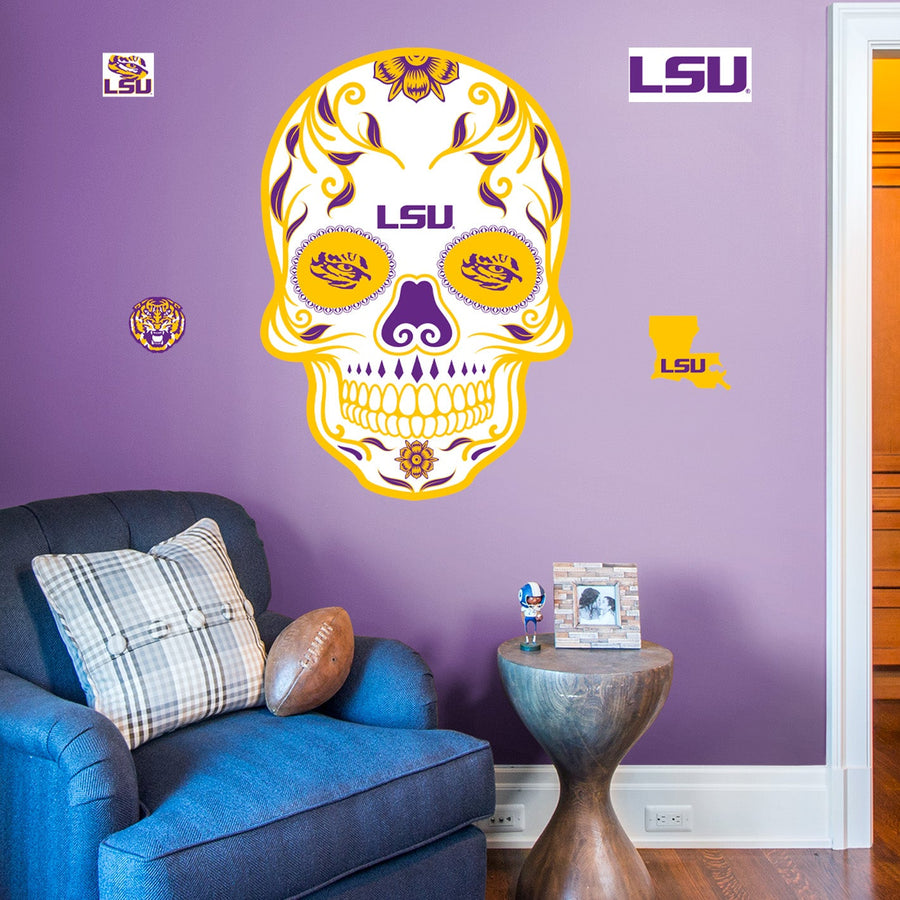 LSU Tigers - RealBig Sugar Skull Collection - Official NCAA - Reusable Vinyl Wall Decals