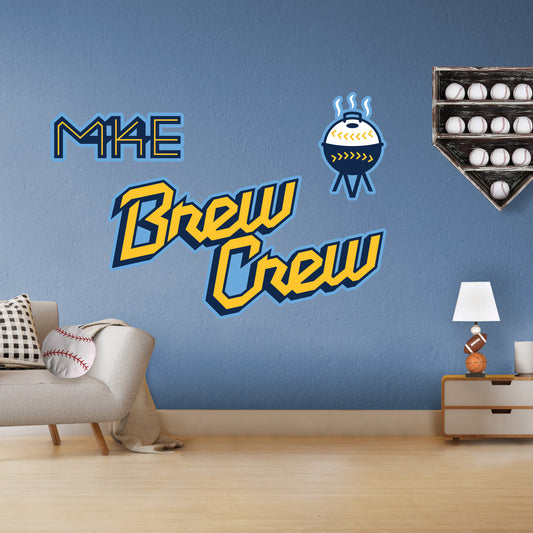Milwaukee Brewers:   Brew Crew City Connect Logo        - Officially Licensed MLB Removable     Adhesive Decal