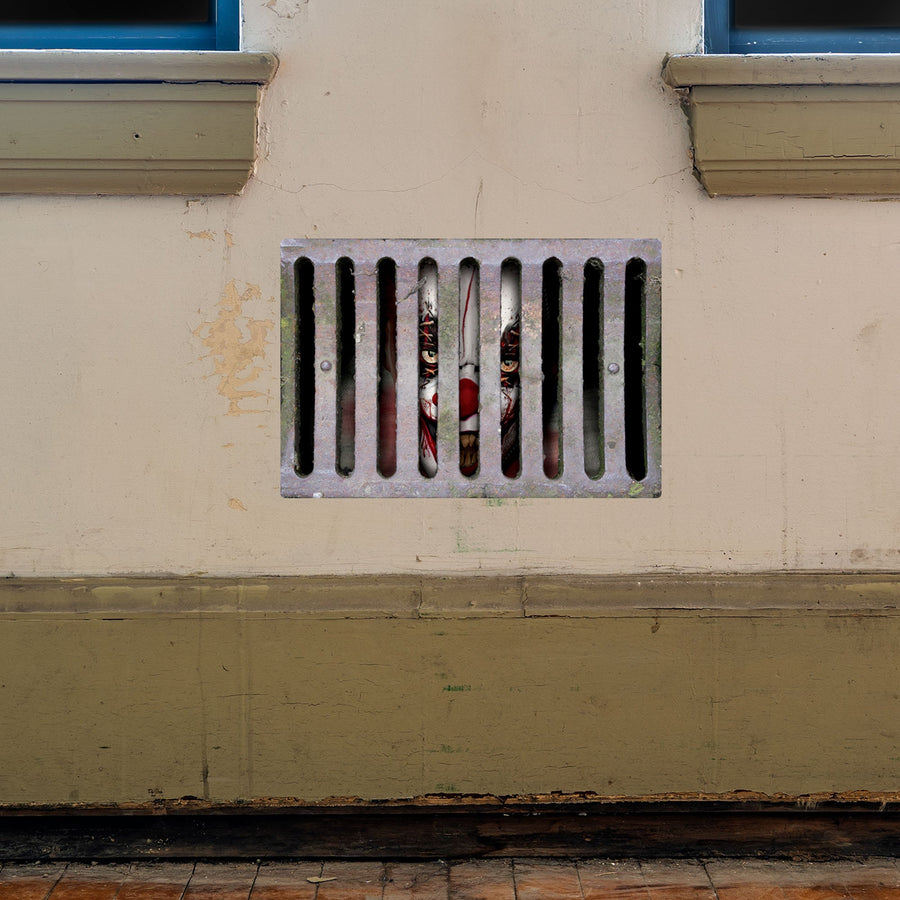 Halloween:  Clown in the Gutter        -   Removable     Adhesive Decal