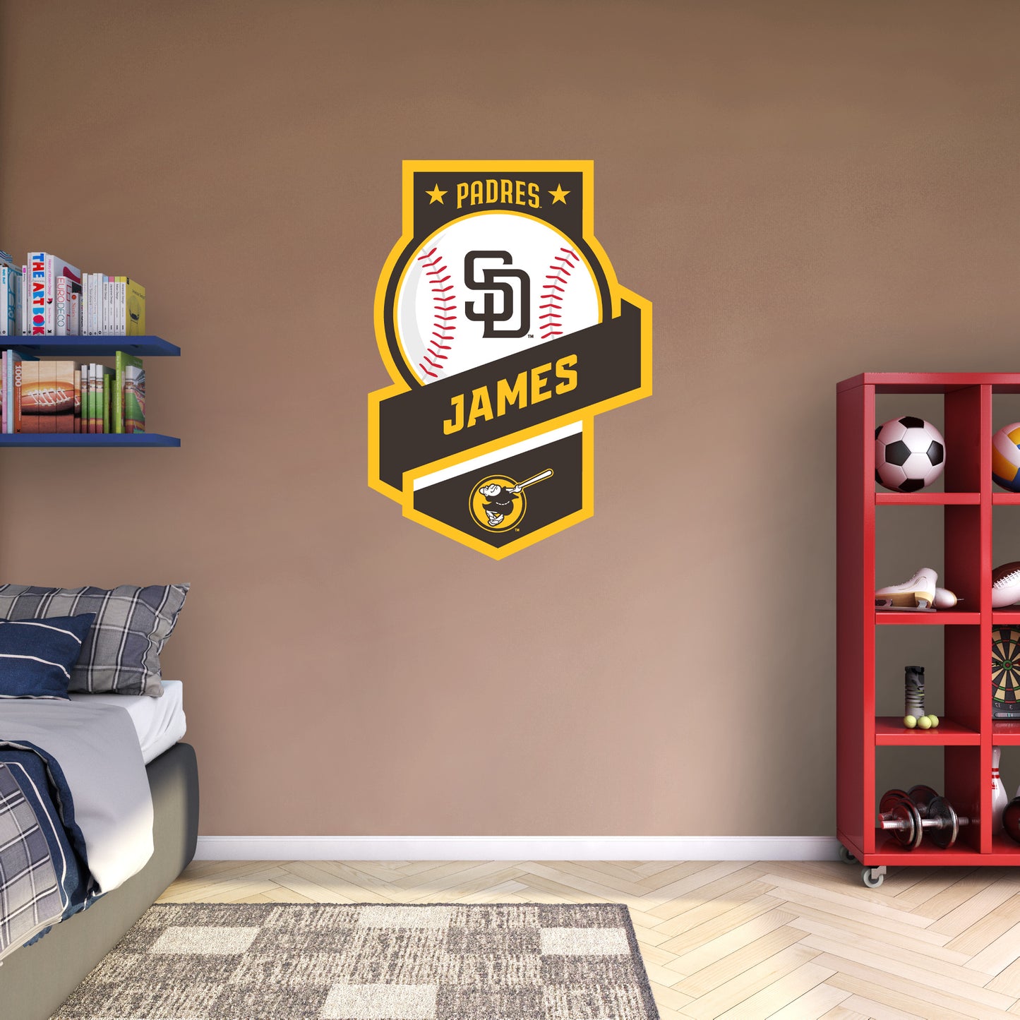 San Diego Padres:   Banner Personalized Name        - Officially Licensed MLB Removable     Adhesive Decal