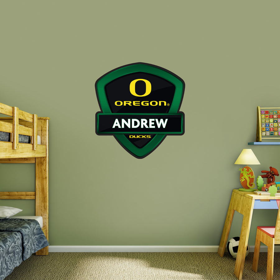 Oregon Ducks - Badge - With Personalized Name - Official NCAA - Vinyl Transfer Decal