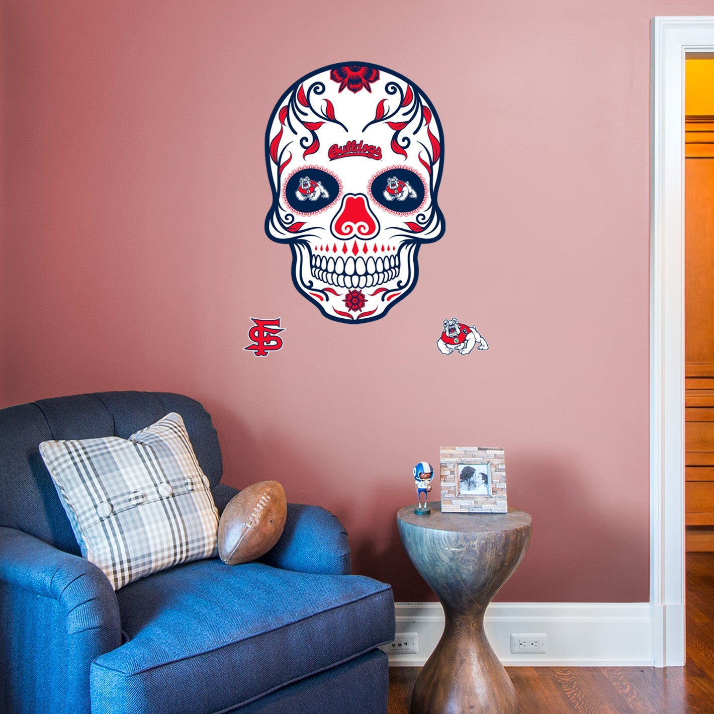 Fresno State Bulldogs:   Skull        - Officially Licensed NCAA Removable     Adhesive Decal