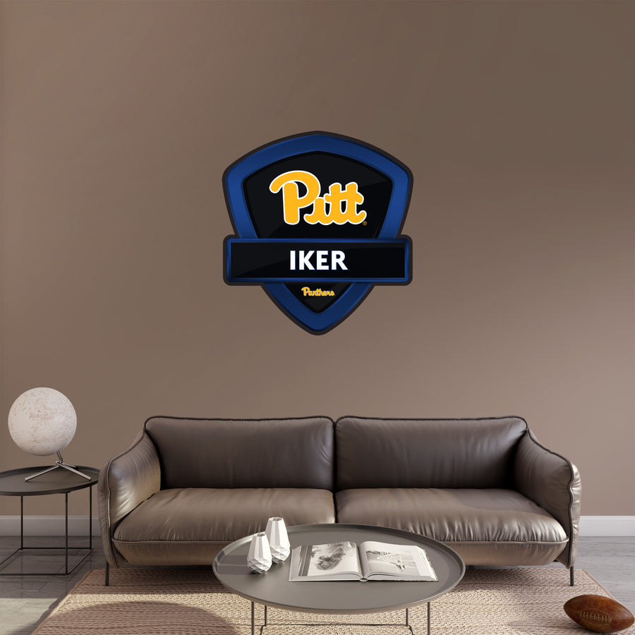 Pittsburgh Panthers - Badge - With Personalized Name - Official NCAA - Vinyl Transfer Decal