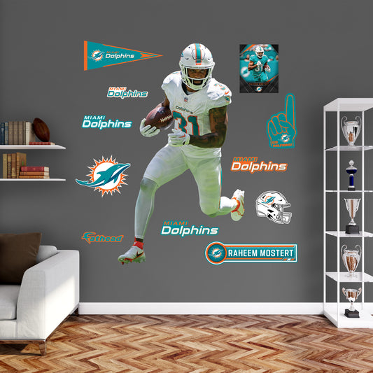 Miami Dolphins: Raheem Mostert         - Officially Licensed NFL Removable     Adhesive Decal