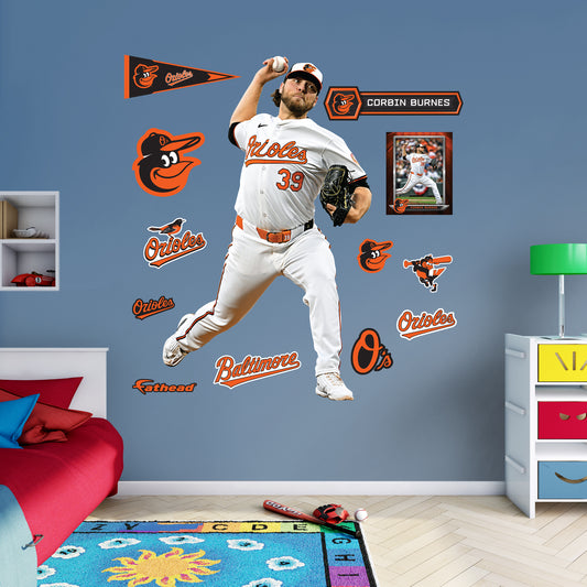 Baltimore Orioles: Corbin Burnes         - Officially Licensed MLB Removable     Adhesive Decal