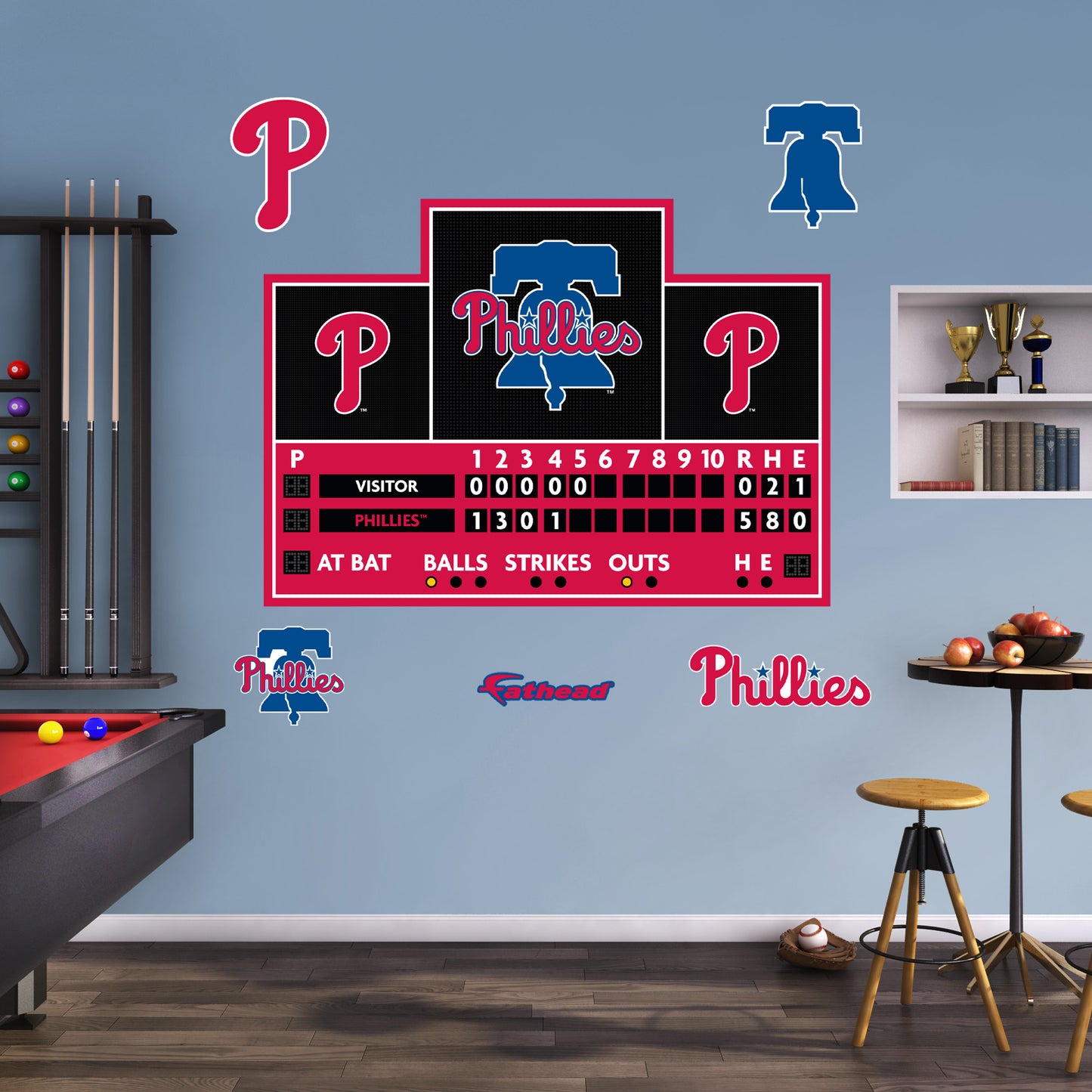 Philadelphia Phillies:  Scoreboard        - Officially Licensed MLB Removable     Adhesive Decal