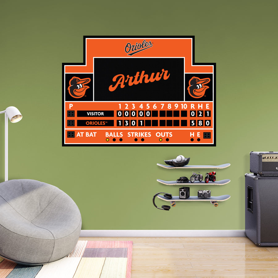 Baltimore Orioles - Scoreboard Graphic - With Personalized Name - Official MLB - Vinyl Transfer Decal