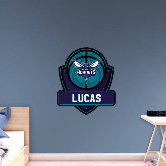 Charlotte Hornets:   Badge Personalized Name        - Officially Licensed NBA Removable     Adhesive Decal