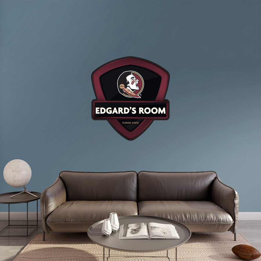 Florida State Seminoles - Badge - With Personalized Name - Official NCAA - Vinyl Transfer Decal