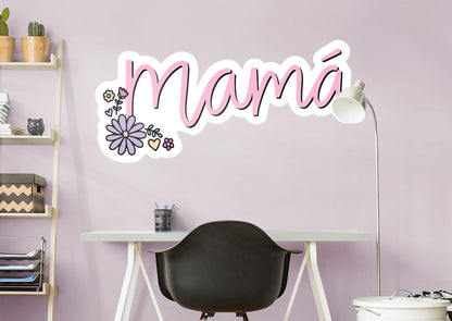 Mama Cursive Floral        - Officially Licensed Big Moods Removable     Adhesive Decal