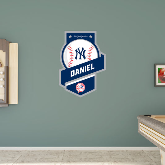 New York Yankees:   Banner Personalized Name        - Officially Licensed MLB Removable     Adhesive Decal