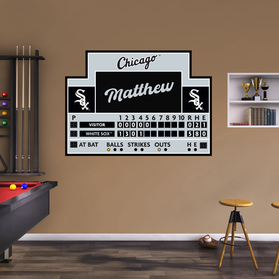 Chicago White Sox - Scoreboard Graphic - With Personalized Name - Official MLB - Vinyl Transfer Decal