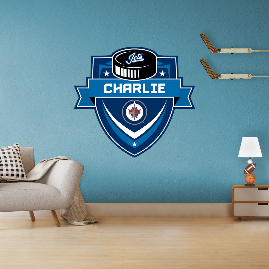 Winnipeg Jets - Badge - With Personalized Name - Official NHL - Vinyl Transfer Decal