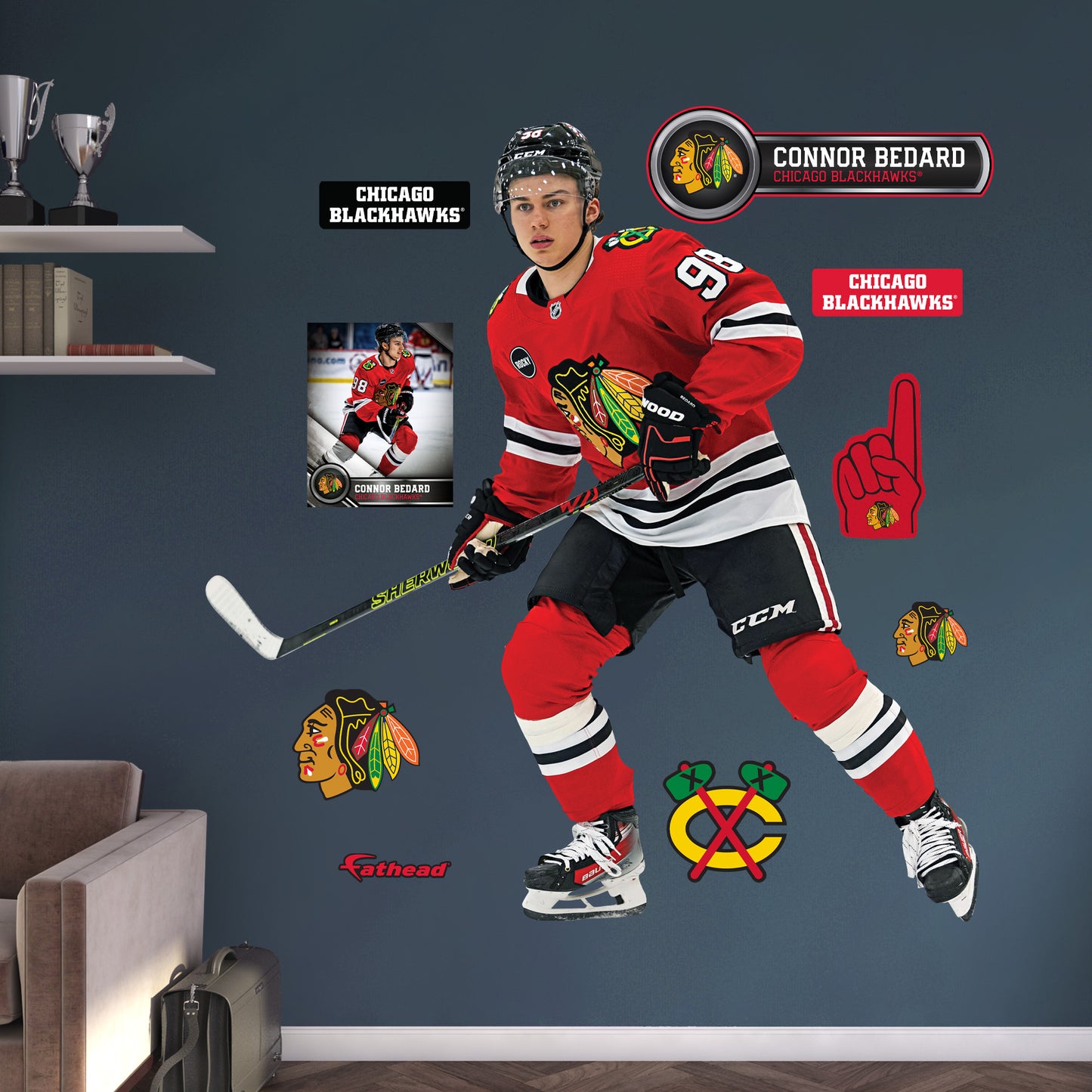 Chicago Blackhawks: Connor Bedard         - Officially Licensed NHL Removable     Adhesive Decal