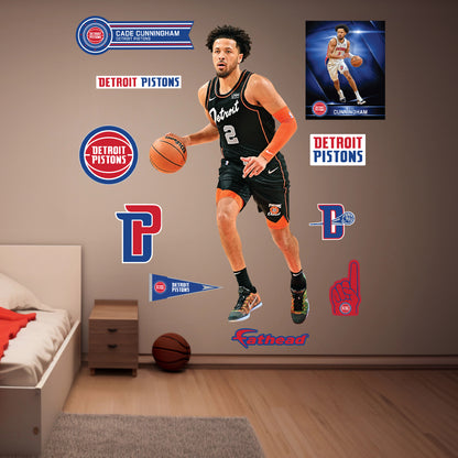 Detroit Pistons: Cade Cunningham City Jersey        - Officially Licensed NBA Removable     Adhesive Decal