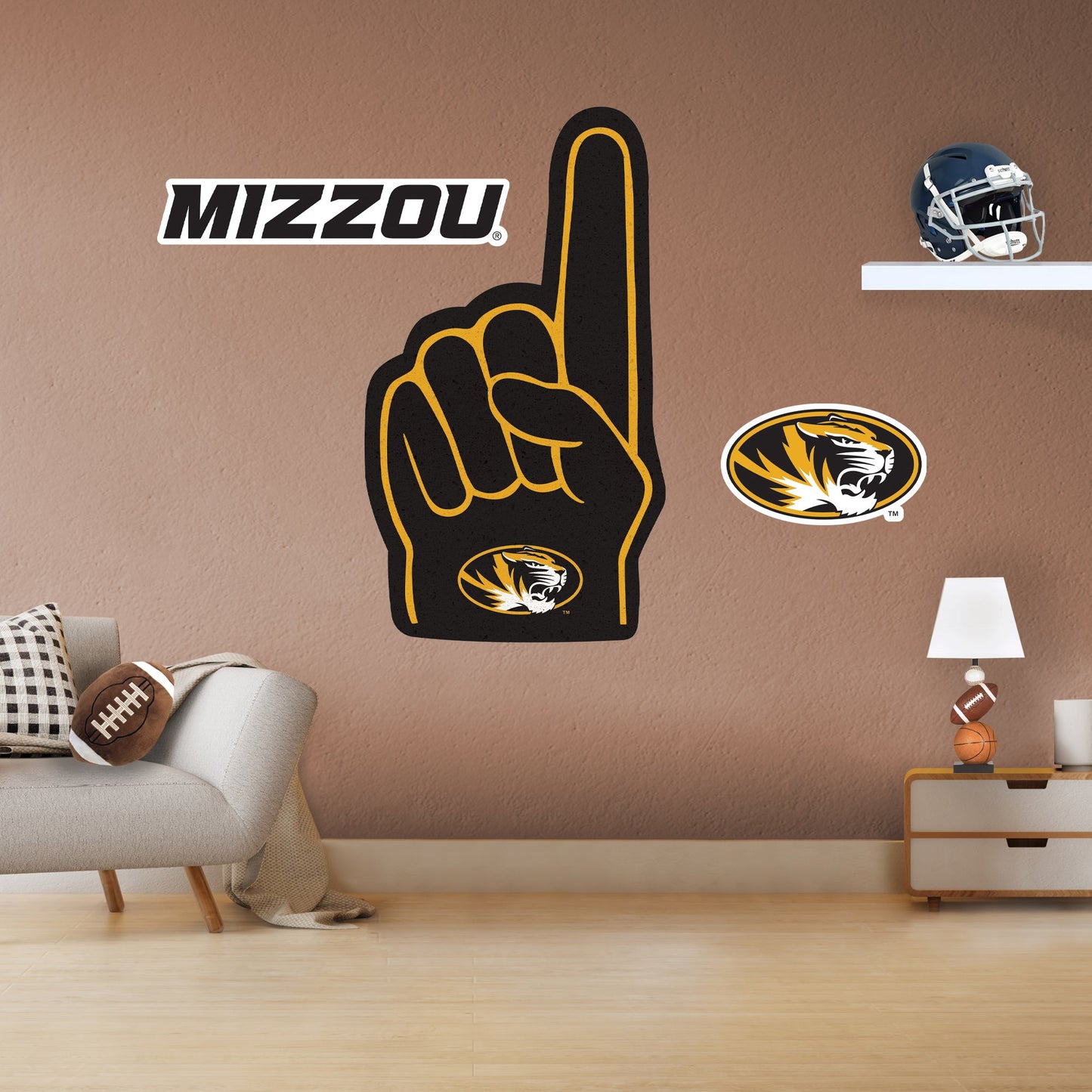 Missouri Tigers - RealBig Foam Finger Collection - Official NCAA - Reusable Vinyl Wall Decals