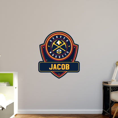 Denver Nuggets: Badge Personalized Name - Officially Licensed NBA Removable Adhesive Decal