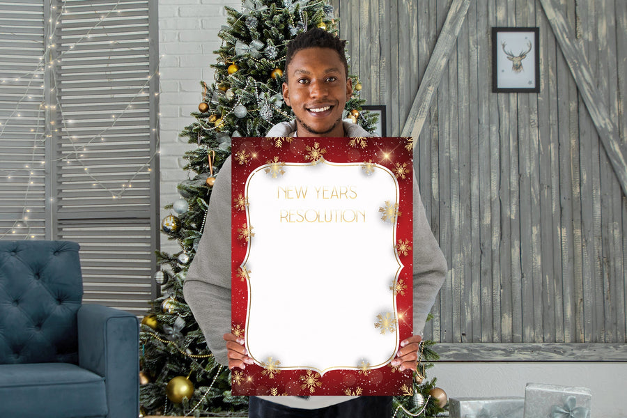 New Years:  Resolution Golden Snowflakes Dry Erase        -      Dry Erase Foam Core