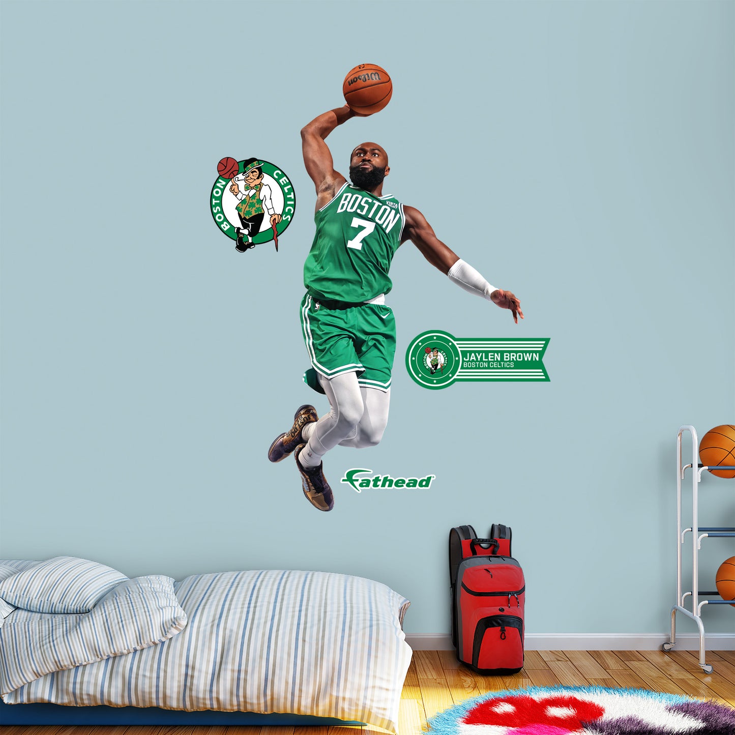 Boston Celtics: Jaylen Brown Dunk        - Officially Licensed NBA Removable     Adhesive Decal