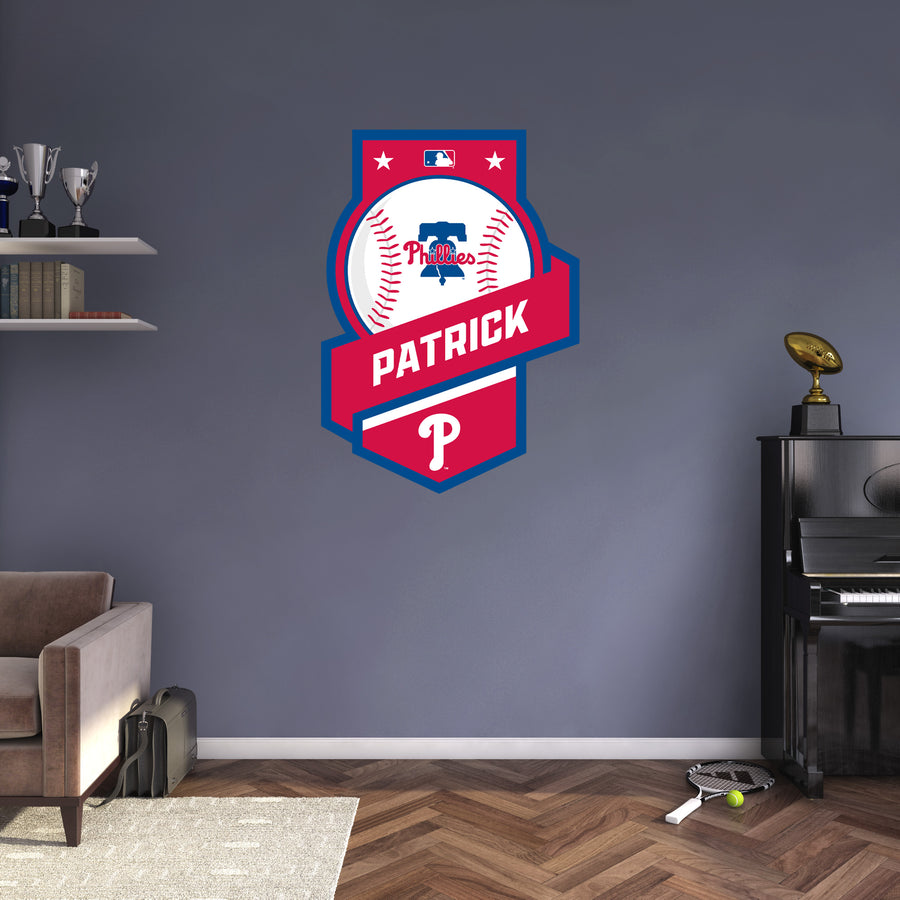 Philadelphia Phillies - Banner Logo - With Personalized Name - Official MLB - Vinyl Transfer Decal