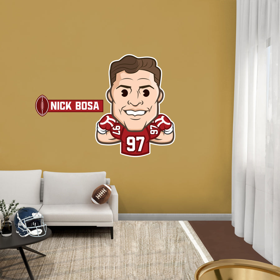 Nick Bosa Emoji - RealBig Collection - Official NFLPA - San Francisco 49ers - Reusable Vinyl Wall Decals