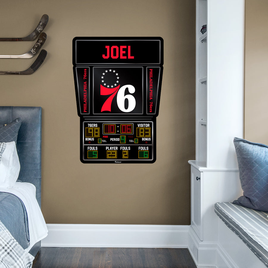 Philadelphia 76ers - Scoreboard Graphic - With Personalized Name - Official NBA - Vinyl Transfer Decal