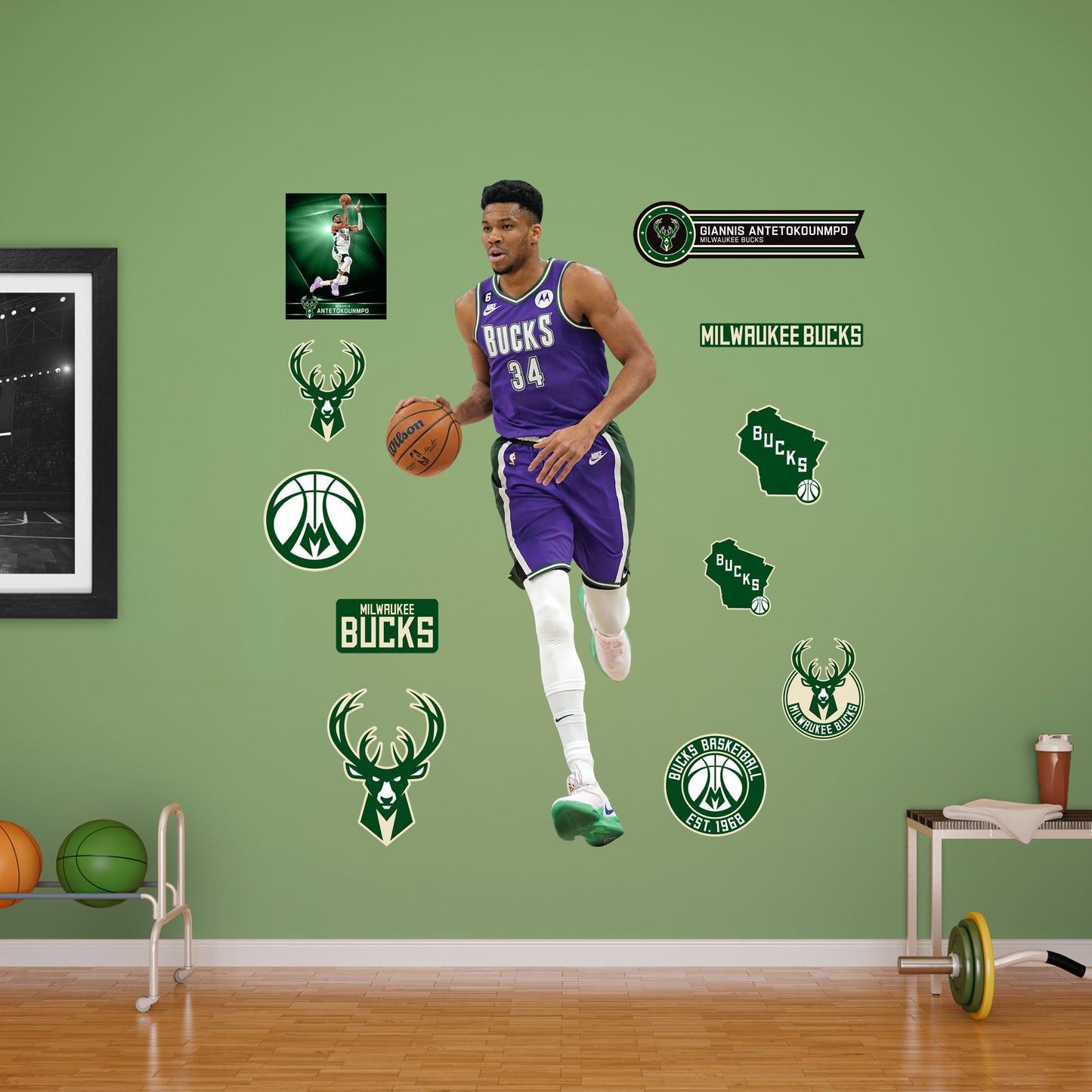 Milwaukee Bucks: Giannis Antetokounmpo 2023 Classic Jersey        - Officially Licensed NBA Removable     Adhesive Decal