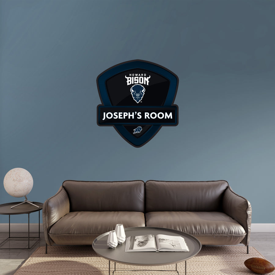 Howard Bison - Badge - With Personalized Name - Official NCAA - Vinyl Transfer Decal
