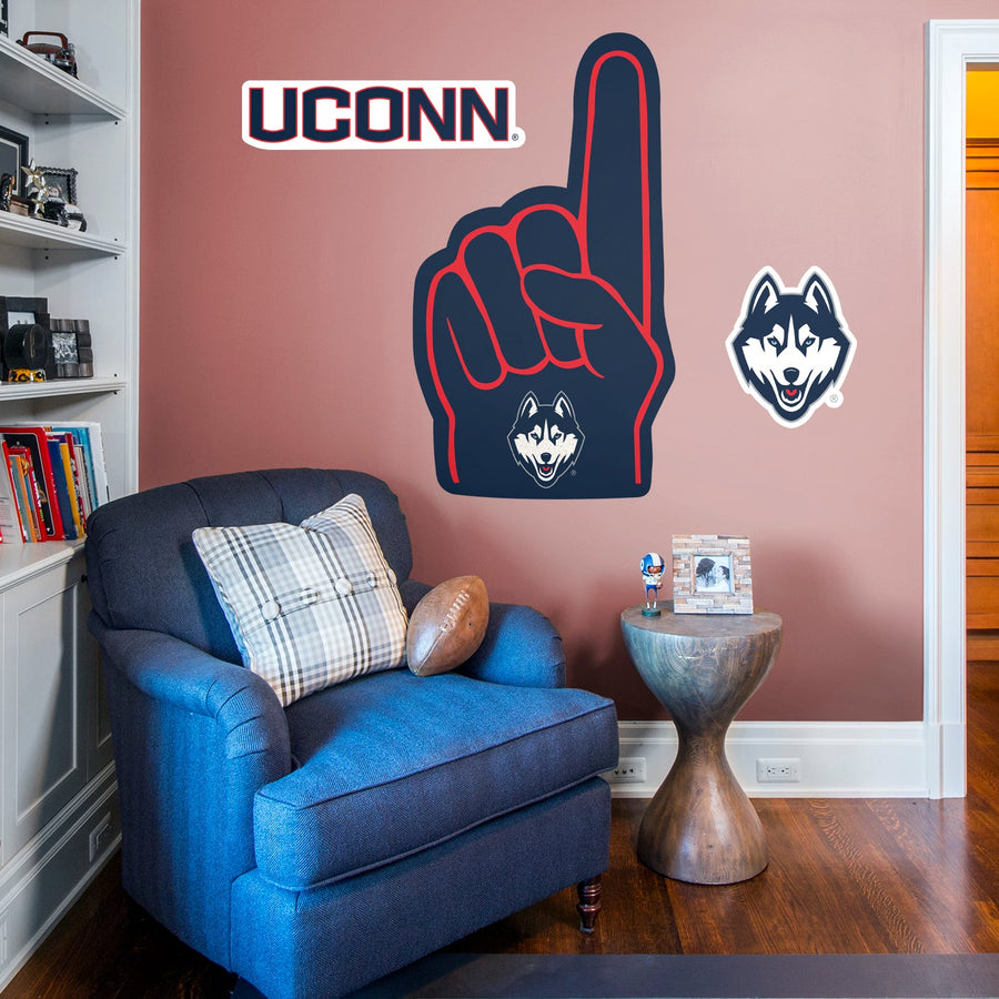 UConn Huskies - RealBig Foam Finger Collection - Official NCAA - Reusable Vinyl Wall Decals
