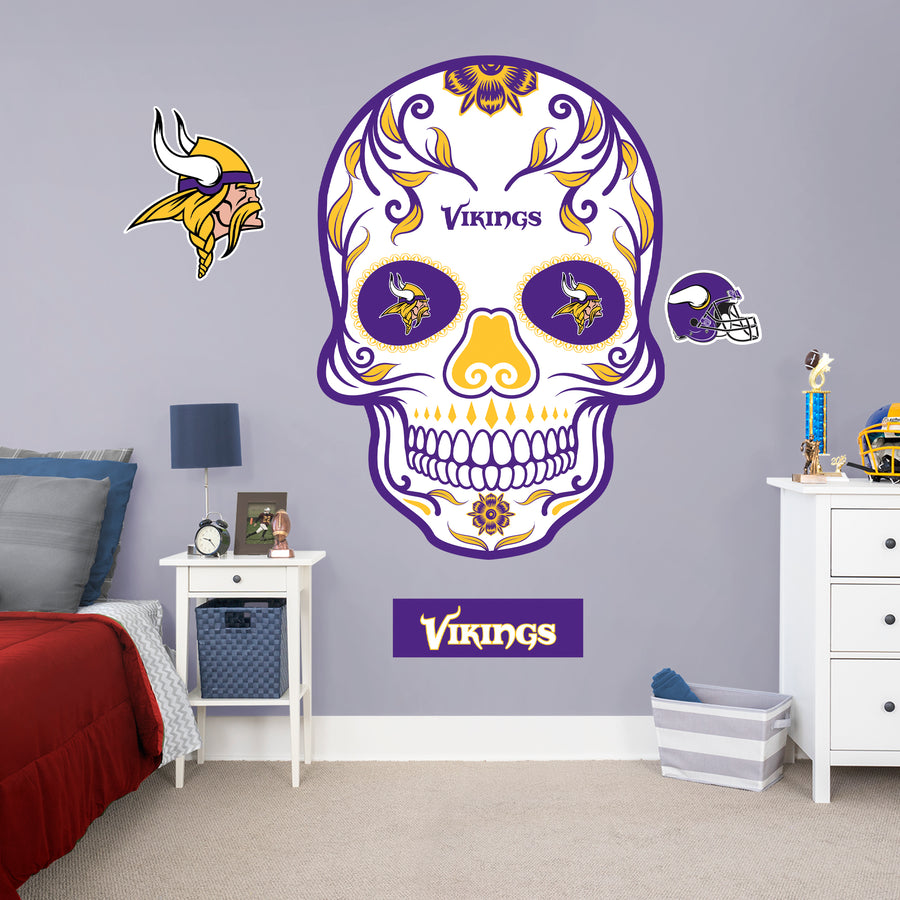 Minnesota Vikings - RealBig Skull Collection - Official NFL - Reusable Vinyl Wall Decals