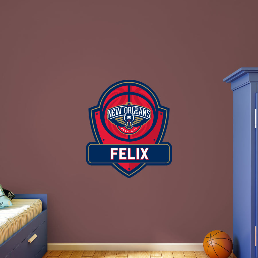 New Orleans Pelicans - Badge - With Personalized Name - Official NBA - Vinyl Transfer Decal