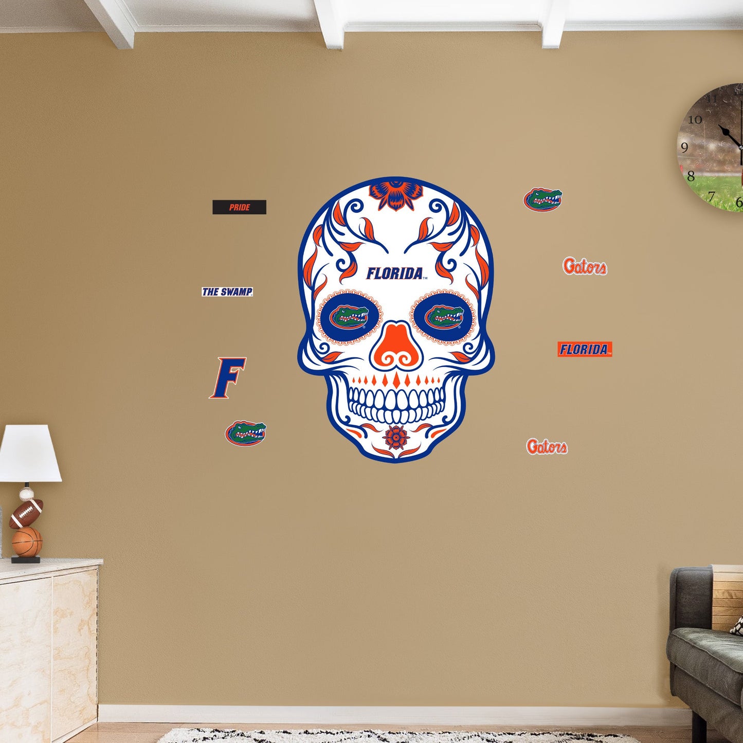 Florida Gators:   Skull        - Officially Licensed NCAA Removable     Adhesive Decal