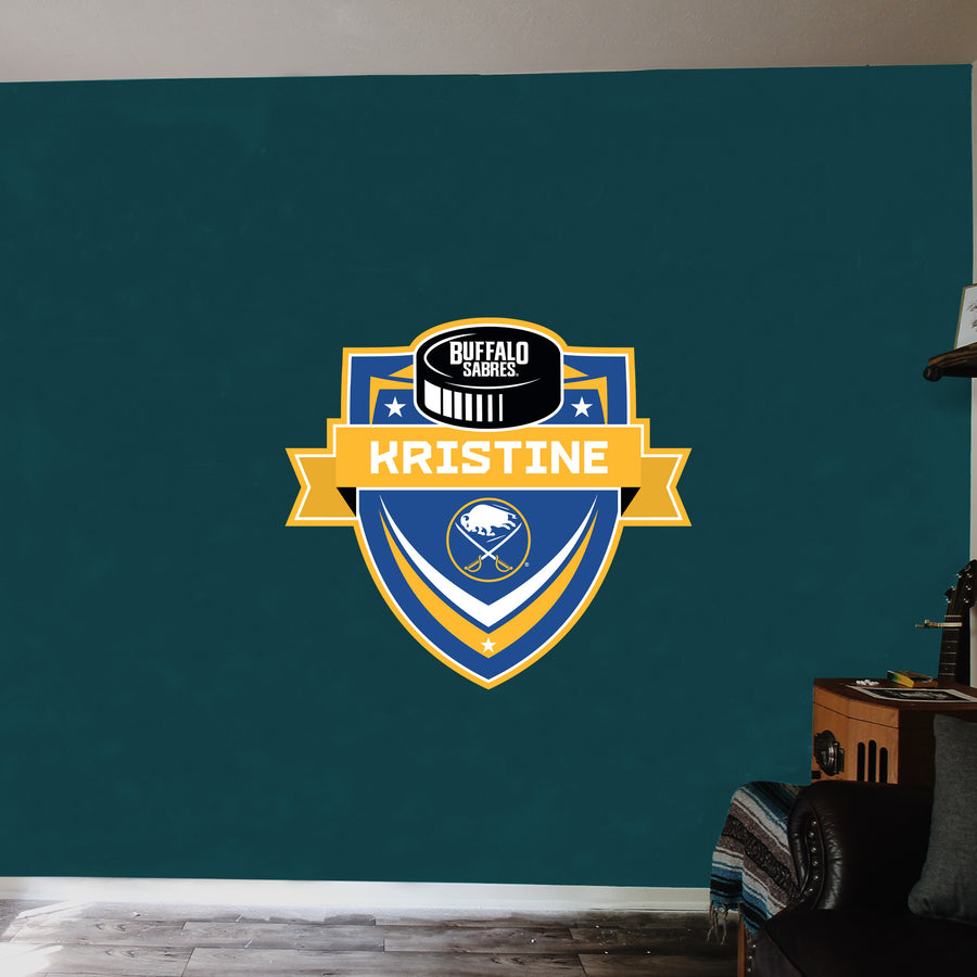 Buffalo Sabres - Badge - With Personalized Name - Official NHL - Vinyl Transfer Decal