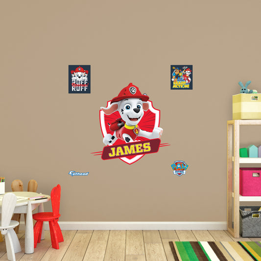 Paw Patrol: Marshall Jumping Personalized Name Icon        - Officially Licensed Nickelodeon Removable     Adhesive Decal