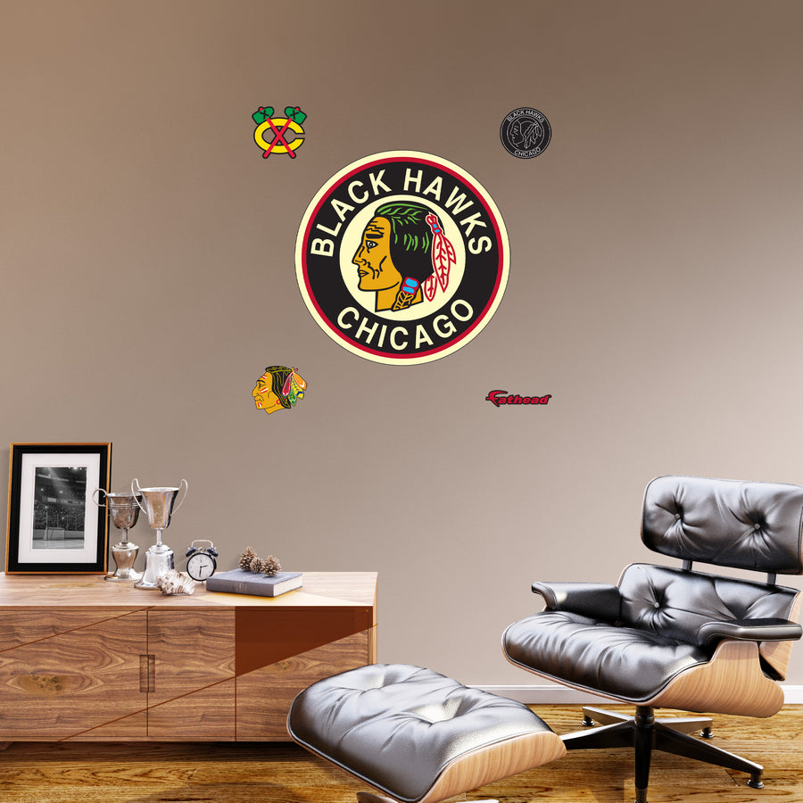 Chicago Blackhawks - RealBig Vintage Logo Collection - Official NHL - Reusable Vinyl Wall Decals