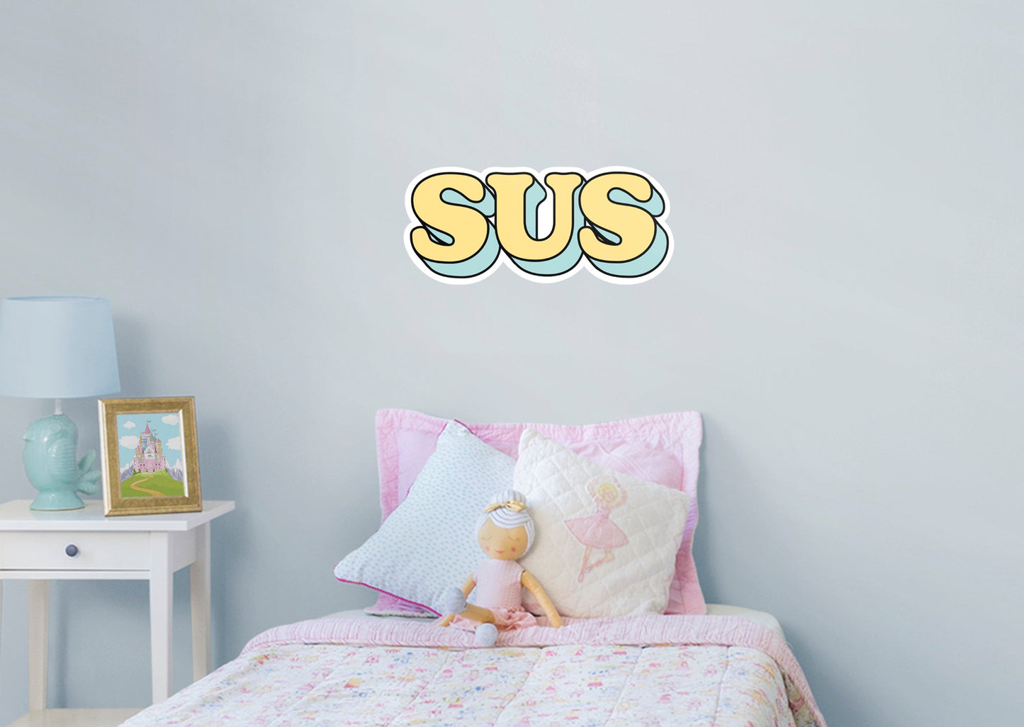 Sus Lettering Yellow        - Officially Licensed Big Moods Removable     Adhesive Decal