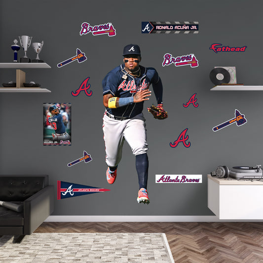 Atlanta Braves: Ronald Acuña Jr. 2023 Fielding        - Officially Licensed MLB Removable     Adhesive Decal